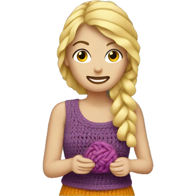 Blonde woman crocheting  emoji