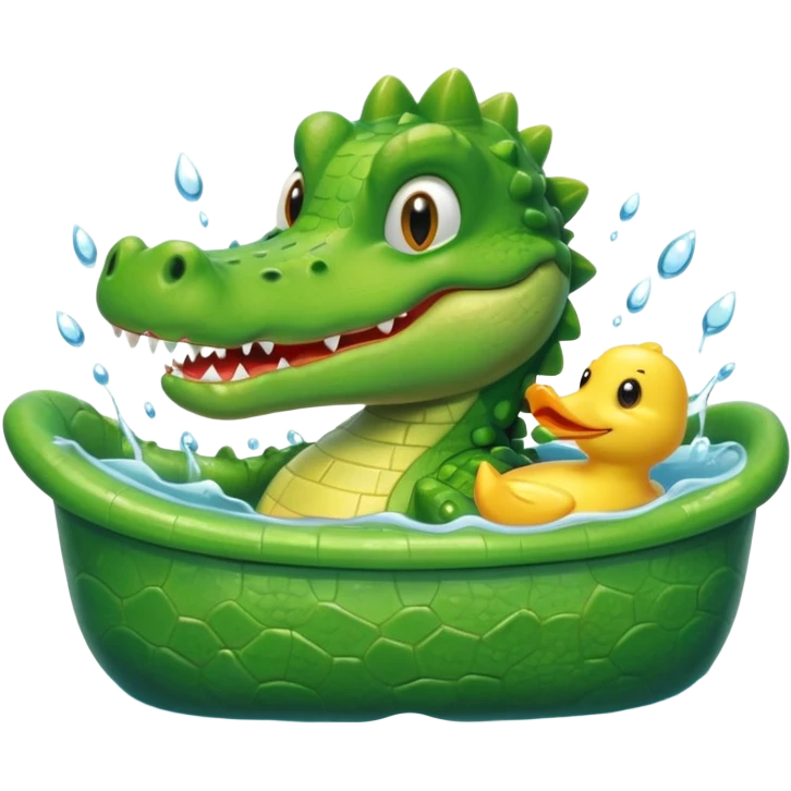 Cute crocodile is showing in the bath tub emoji