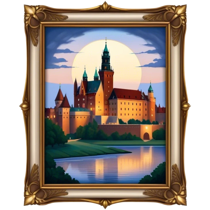 Cinematic Realistic Wawel Castle Landmark Emoji, depicted with the historic royal castle rendered with intricate detail and dramatic, majestic lighting. emoji