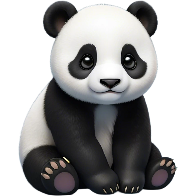 Cinematic Noble Baby Panda Portrait Emoji, Poised and regal, with a tiny, adorable build and a soft, fuzzy Fur of black and white, deep-set soulful gentle eyes, Simplified yet sharp and sophisticated features, highly detailed, glowing with a soft, dignified glow, high shine, intelligent and endearing, stylized with an air of miniature majesty, focused and attentive, soft glowing outline, capturing the essence of a watchful and confident little panda, so majestic it feels as though it could toddle out of the screen with effortless authority! emoji