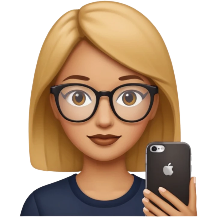 woman wearing glasses, simple and warm feeling, iPhone emoji style emoji