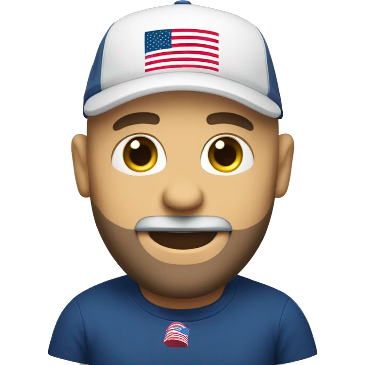 Bald guy with beard wearing a make America great again hat emoji