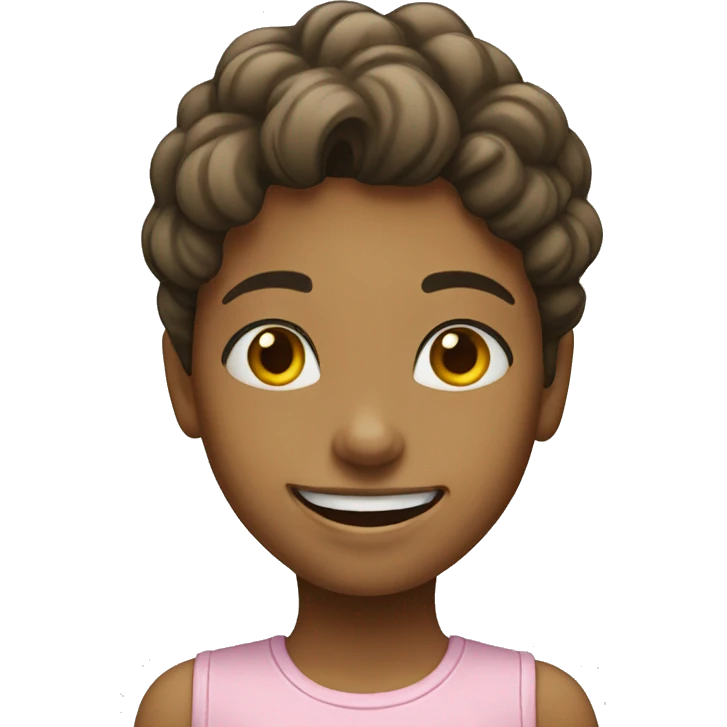 standing girl with a happy face emoji