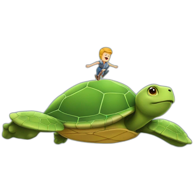 Homme volant sur une tortue emoji