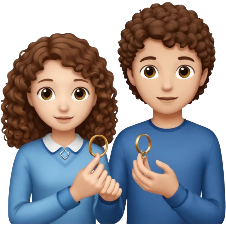 a 15 year old girl with brown curly hair but she has lightnings in it with a brown haired boy who gave her a promise ring emoji