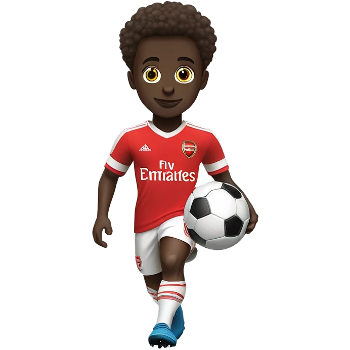 Cute, dribbling Bukayo Saka with arsenal uniform emoji