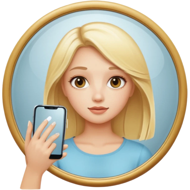 blonde girl taking mirror selfie emoji