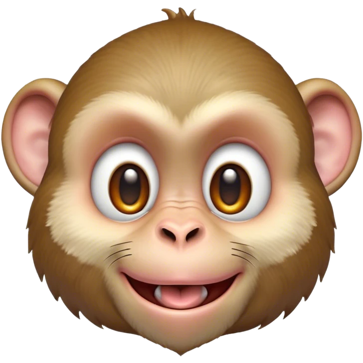 Cinematic Cheeky Macaque Portrait Emoji, Grinning mischievously with a tilted head and a playful smirk, showcasing a smart, agile build with soft, textured fur and wide, sparkling eyes pulling a funny face, Simplified yet strikingly expressive features, highly detailed, glowing with a warm, vibrant radiance, high shine, spirited and impish, stylized with an air of cheeky primate mischief, focused and teasing, soft glowing outline, capturing the essence of a cheeky macaque that looks ready to jump out of the screen with playful charm! emoji