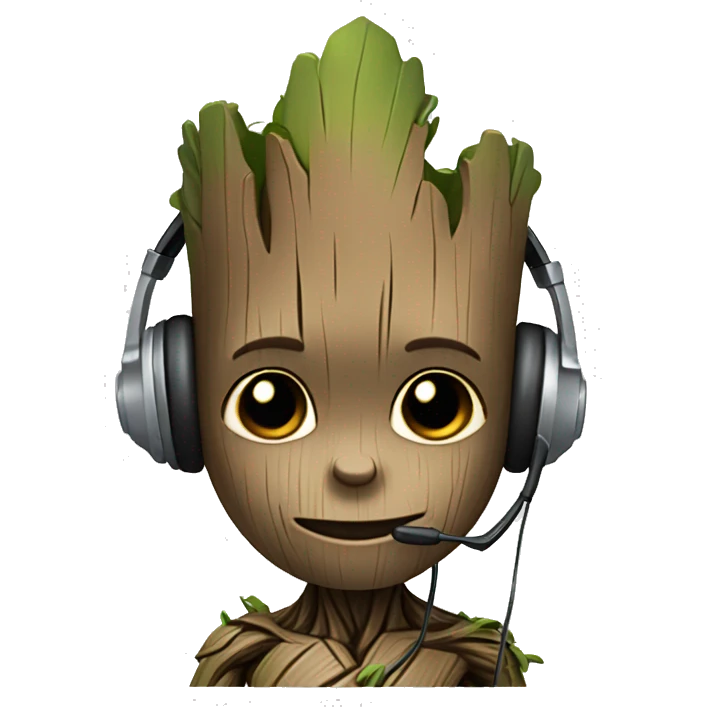 cute groot telemarketer with headset emoji