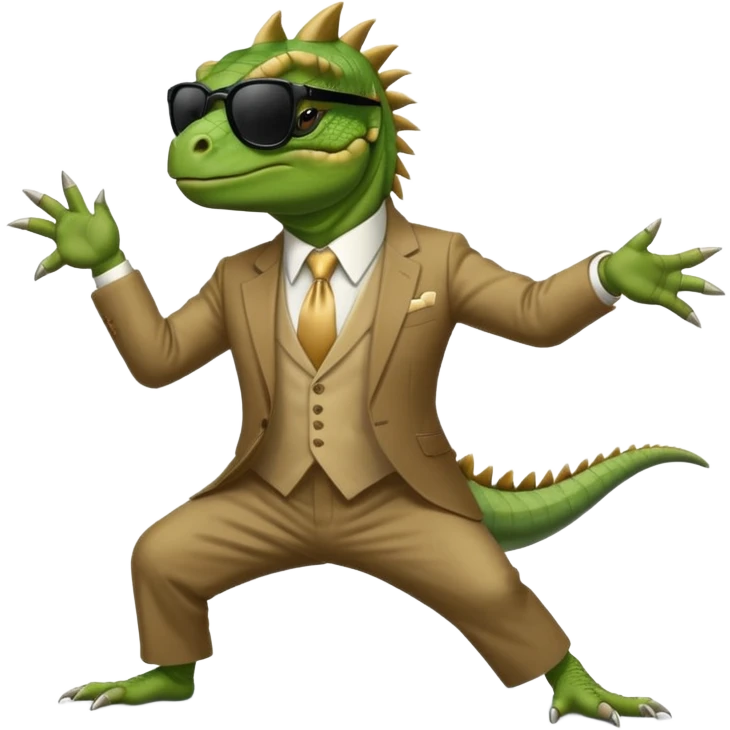 capitalist iguana banker godfather with black sunglasses breakdance emoji