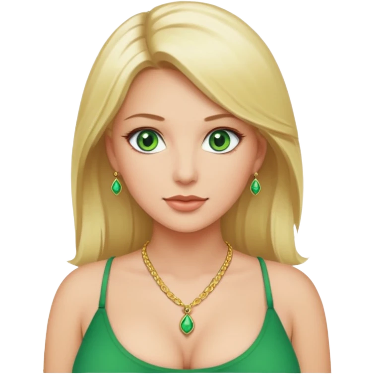 Naked blonde woman big boobs green eyes emoji