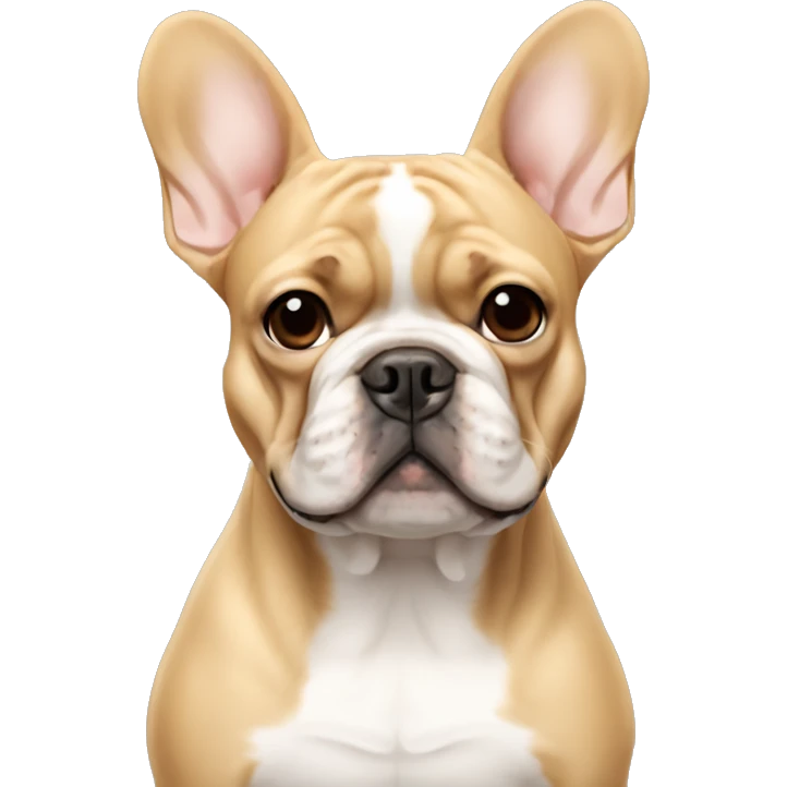 Tan French bulldog with a white man emoji
