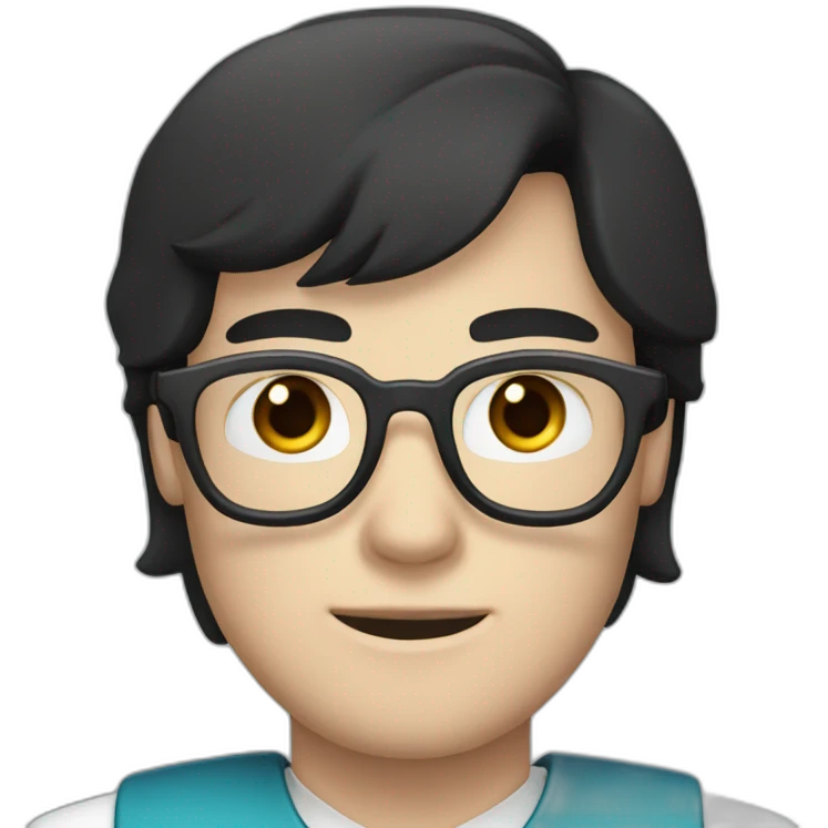 Medic man with black hair, pale skin, round glasses, blue eyes emoji