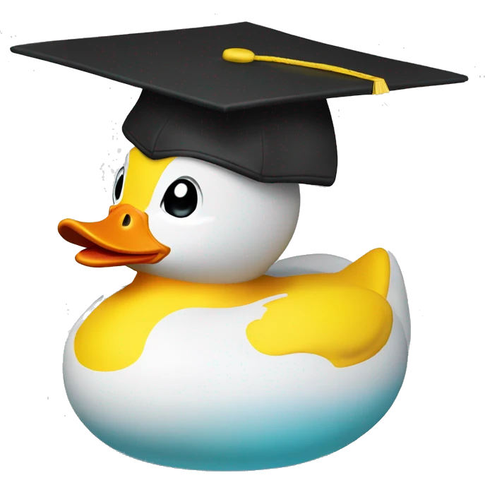 Rubber duck with a grad cap emoji