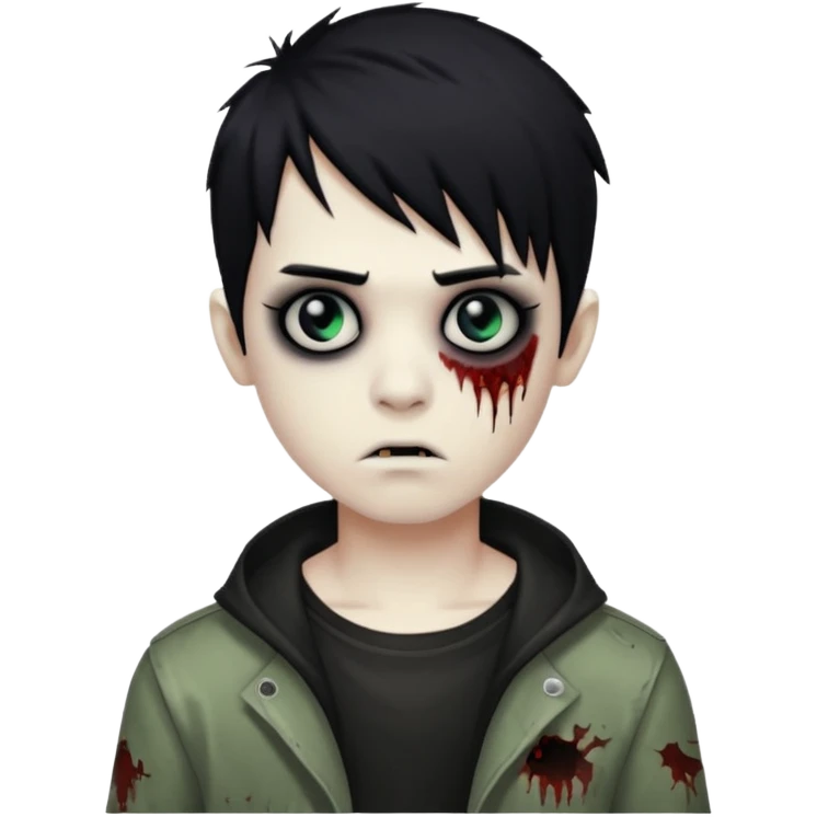 boy zombie with black hair emo emoji