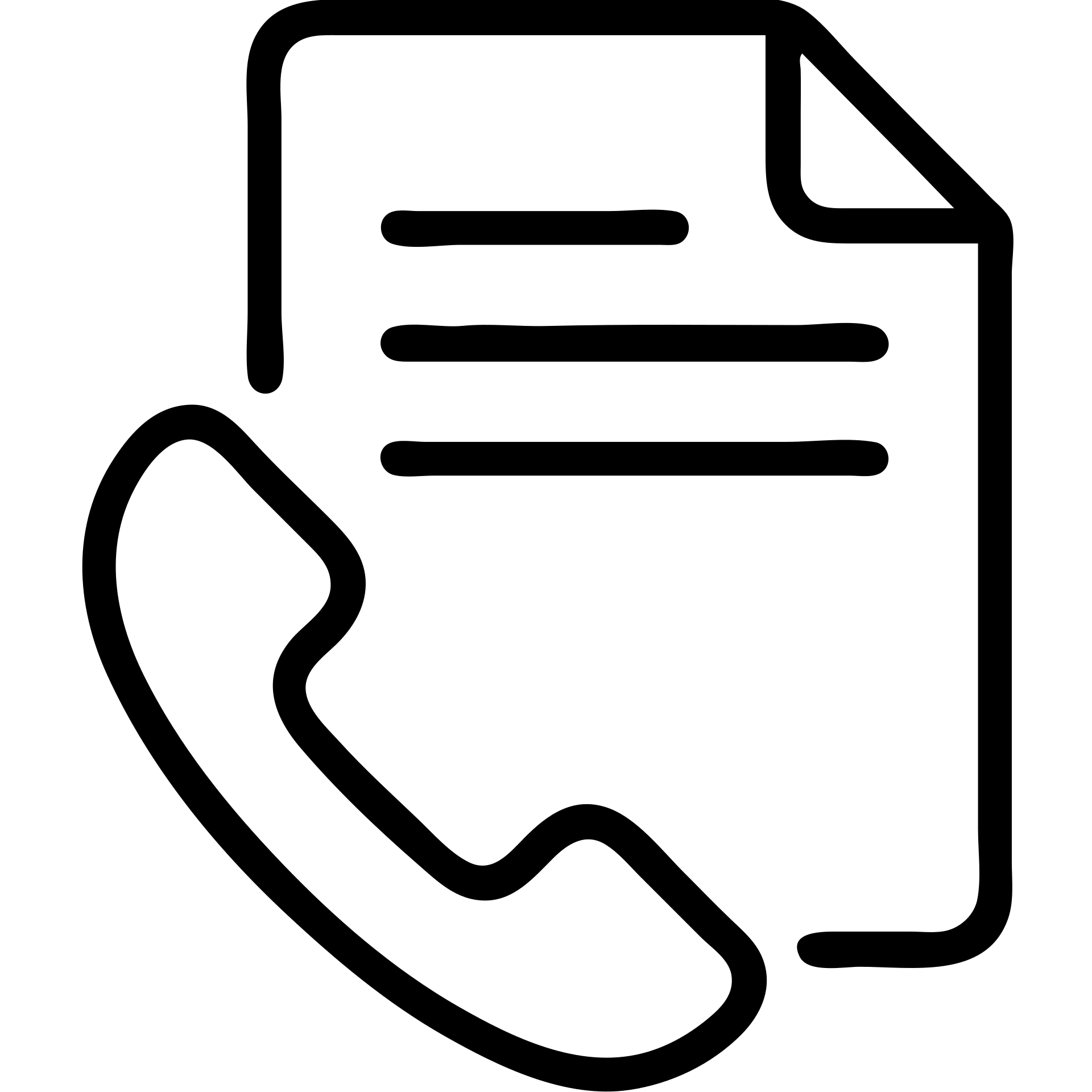 minimal icon of a phone symbol with paper and writing lines, no color, no fill emoji
