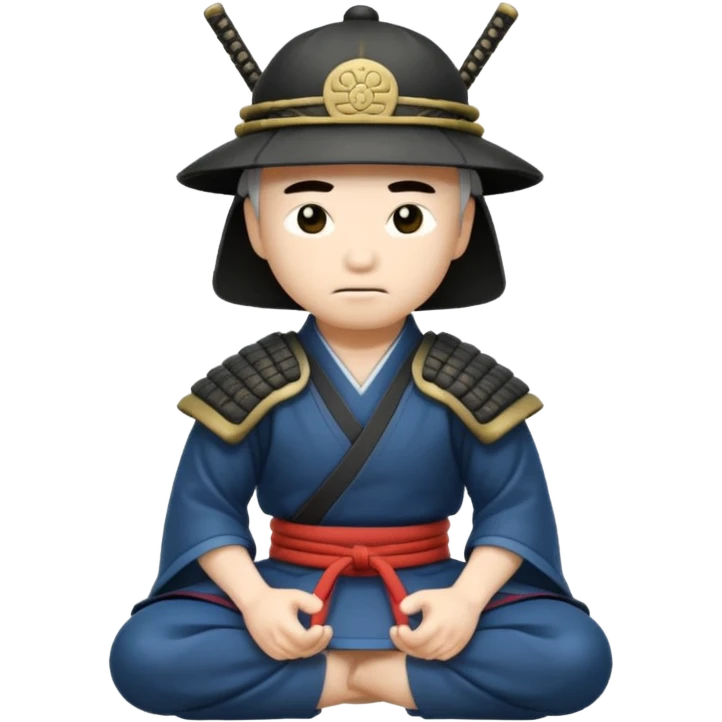 asian white skin Samurai in Hat, Samurai kneeling  emoji