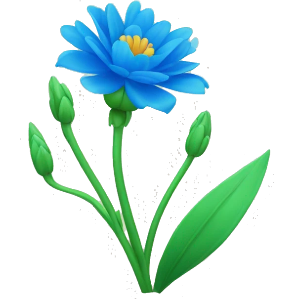 una flor azul con espinas y tallos verdes emoji
