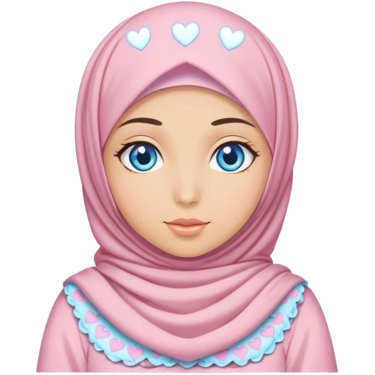Turkish beautiful finish Konya girl blue eyes with hijab and pastel hearts dress emoji