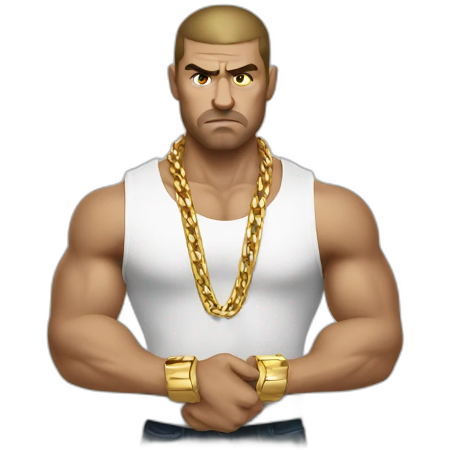 Russian male angry thug wearing gold chain emoji