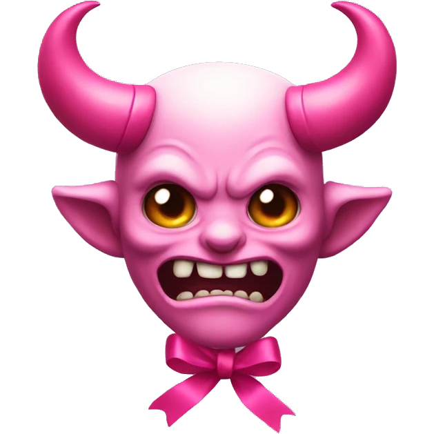 Demon with pink ribbon on its head emoji