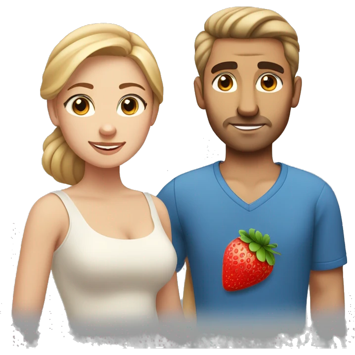 Tan caucasian, spanish/irish man with blue eyes and a low bun (brown hair) with strawberry blond German/Chilean woman with light skin and freckles. emoji