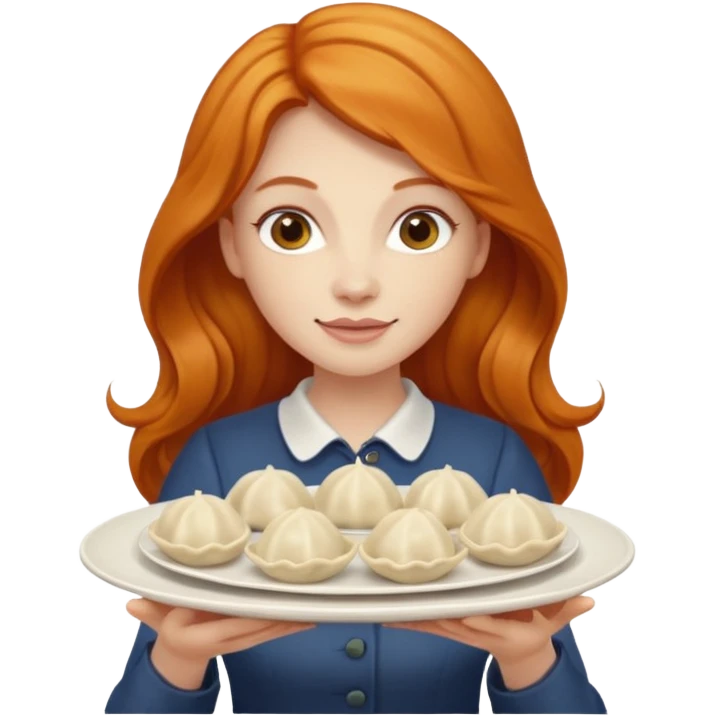 holding dumpling plate ginger woman long hair emoji