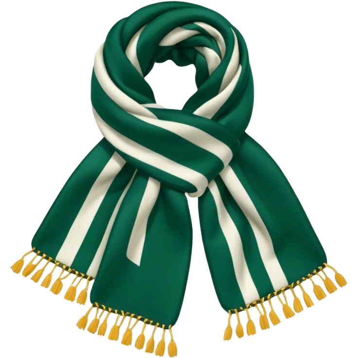 Realistic emerald-green and white vertically thick-striped winter scarf isolated. emoji