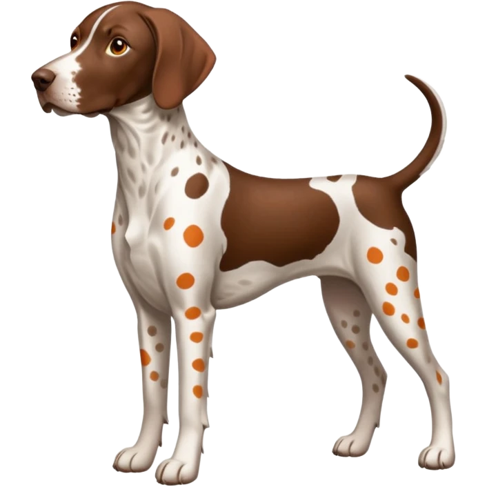 white and orange spotted german short haired pointer no tail emoji