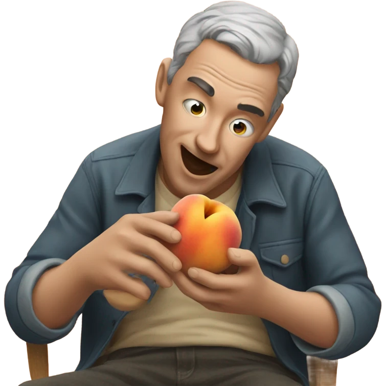 Man eating a peach  emoji