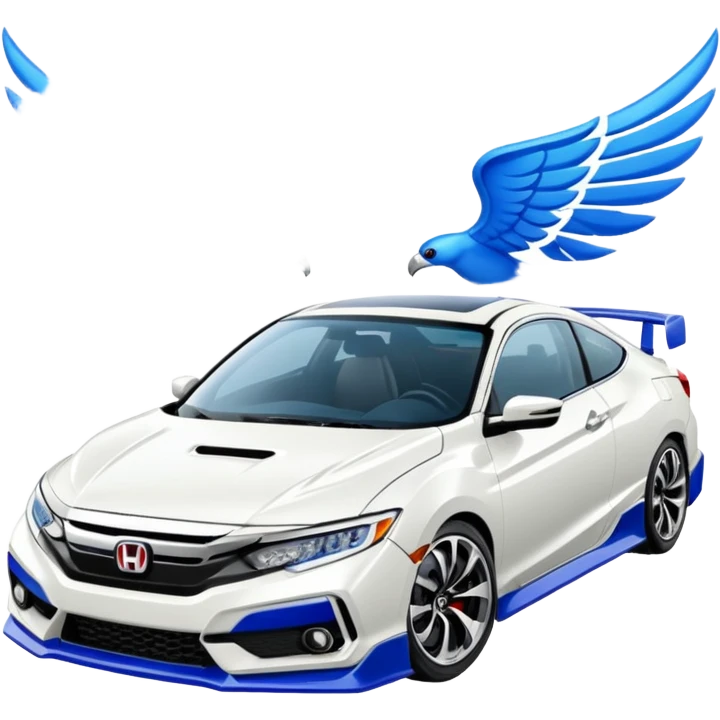 8th gen all white honda si with blue wing emoji