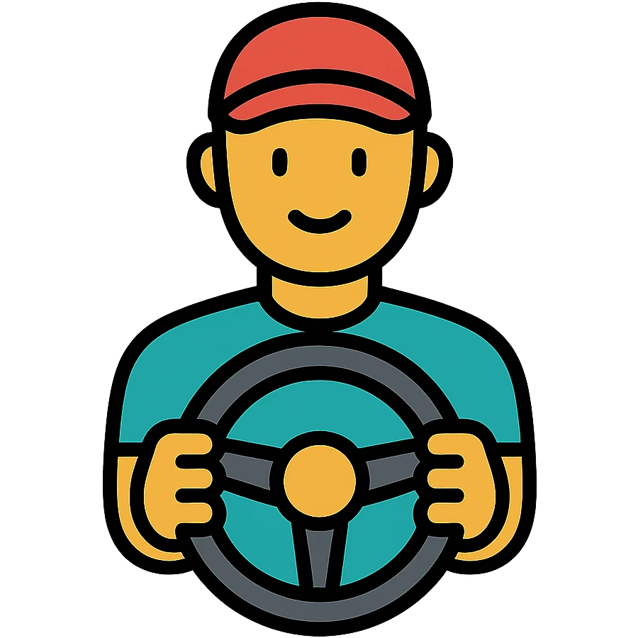 driver holding a steering wheel emoji