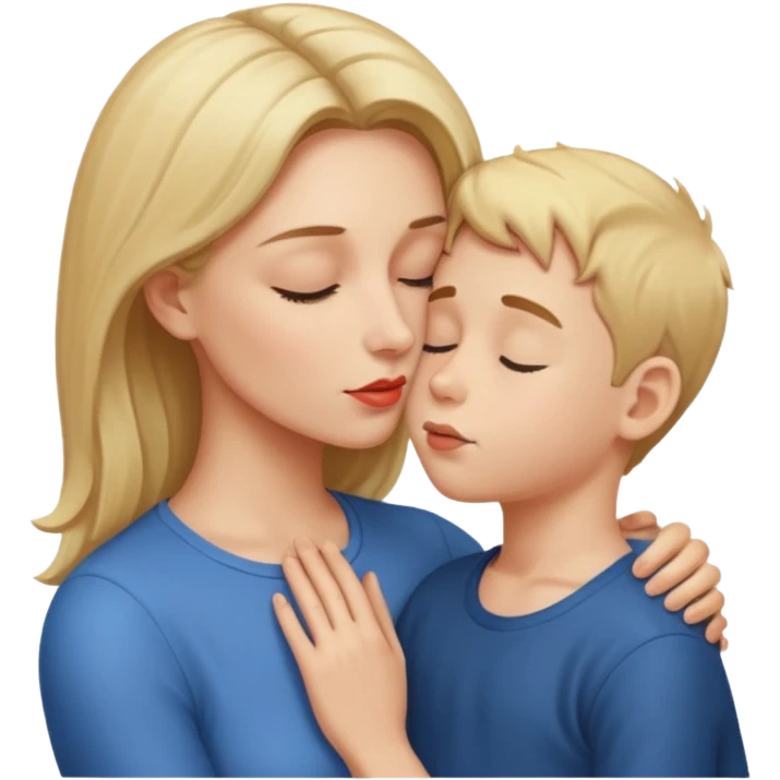 Mulher beijando testa do filho  emoji