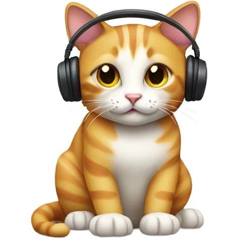 cat listening to music emoji