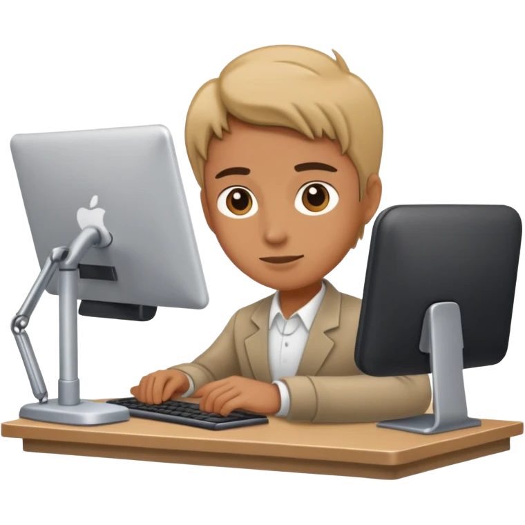 persona trabajando sola en un escritorio emoji