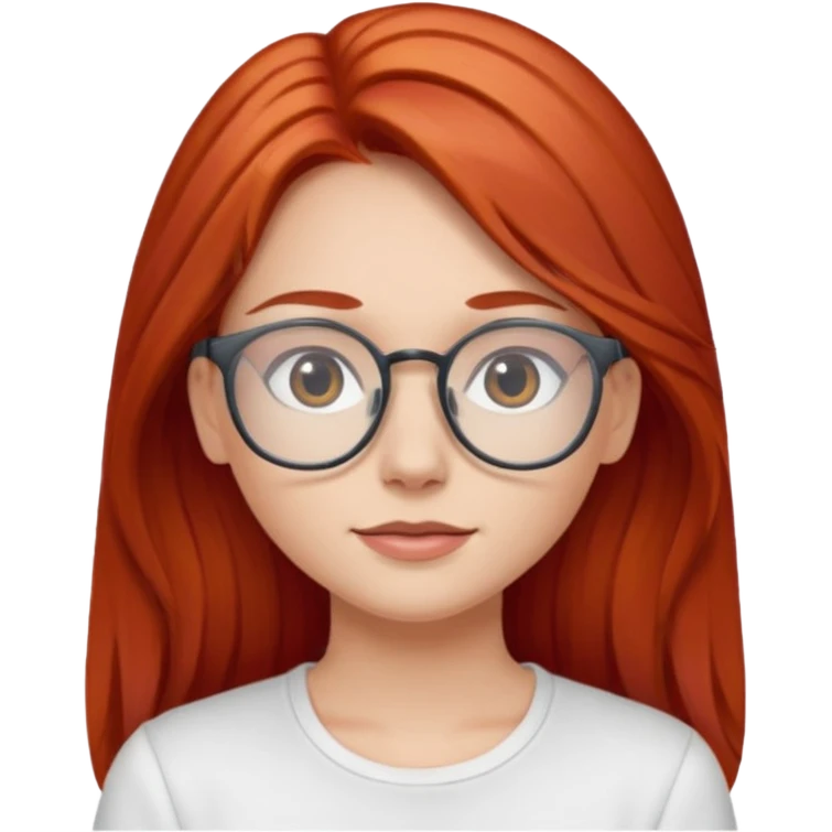 Rizada peli roja tono fuerte , blanquita con lentes y top blanco pelo largo  emoji