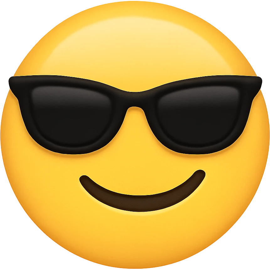 slay emoji, sunglasses and smirk, bold and stylish, no background emoji