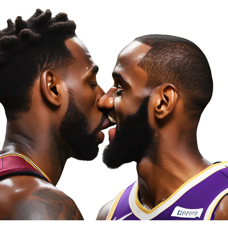 Bronny James kissing LeBron James  emoji