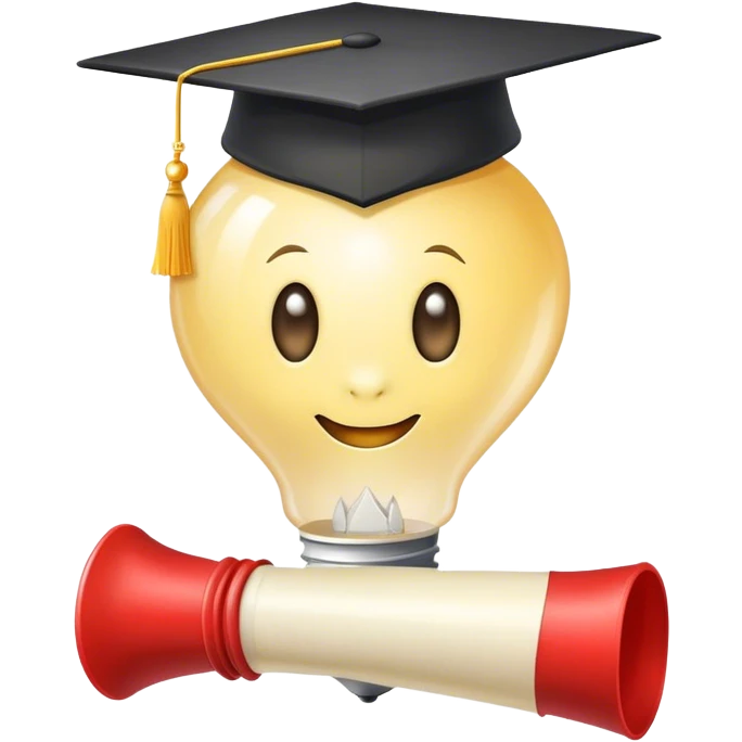 bulb with graduation hat and diploma in claws emoji
