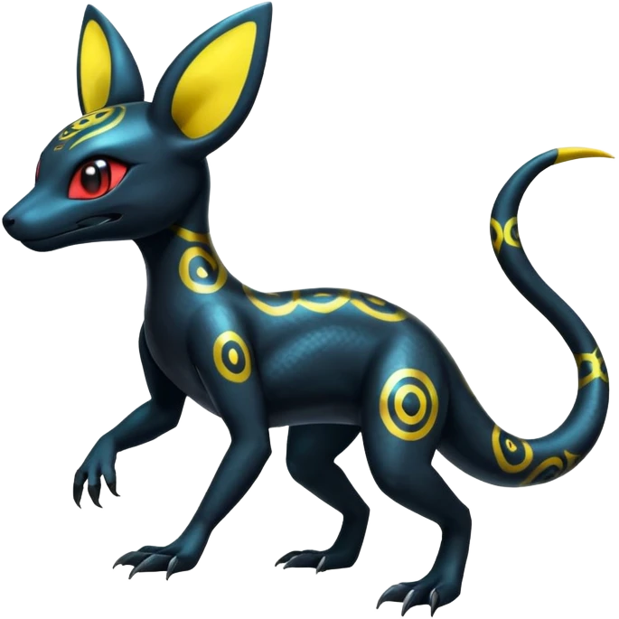 Shiny Cool Futuristic Salandit-Umbreon-Fakémon-hybrid-creature (full body)  emoji