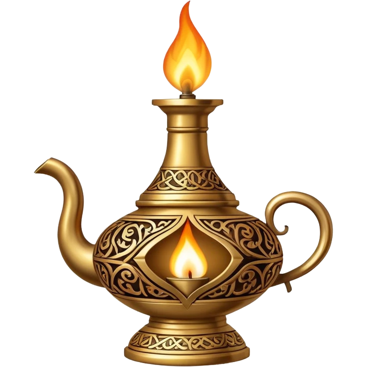 traditional middle eastern oil lamp with flame emoji