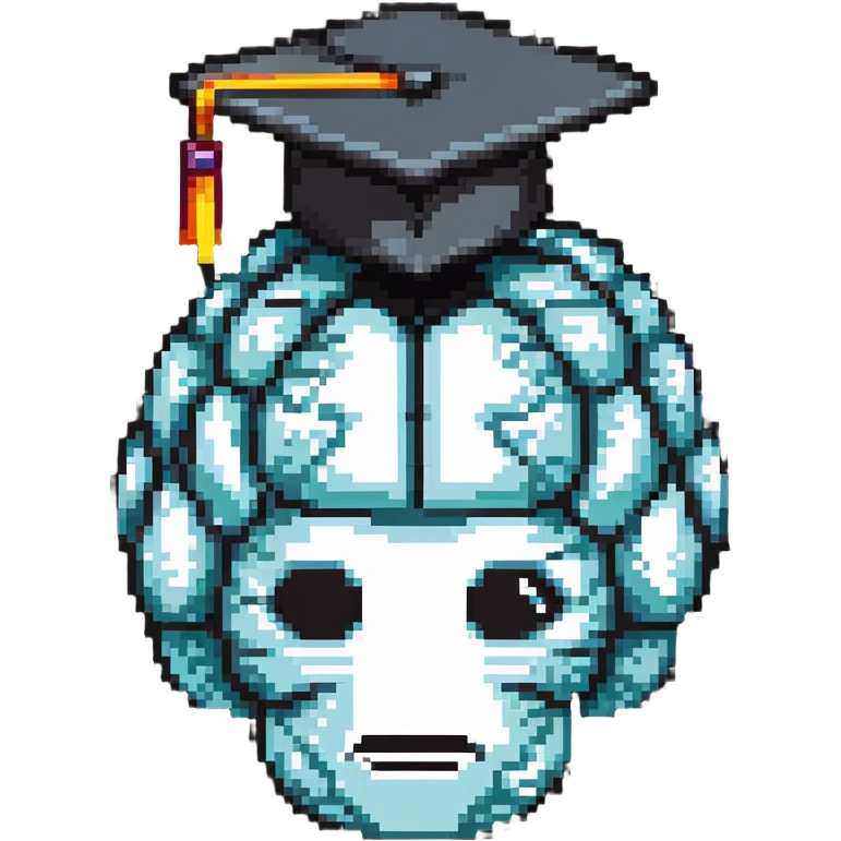 cartoony brain with graduation cap, no face on the brain, just the brain organ with a graduation cap on top emoji