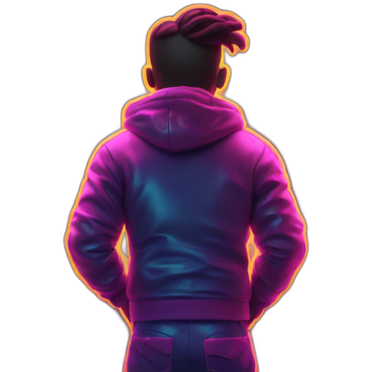 Juicy booty neon sign style man emoji