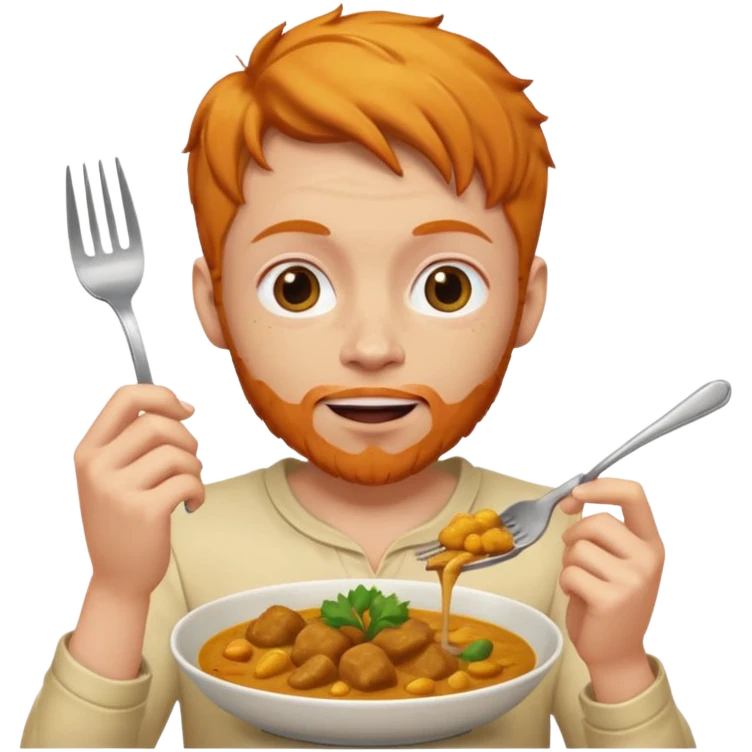Ginger person eating a curry emoji