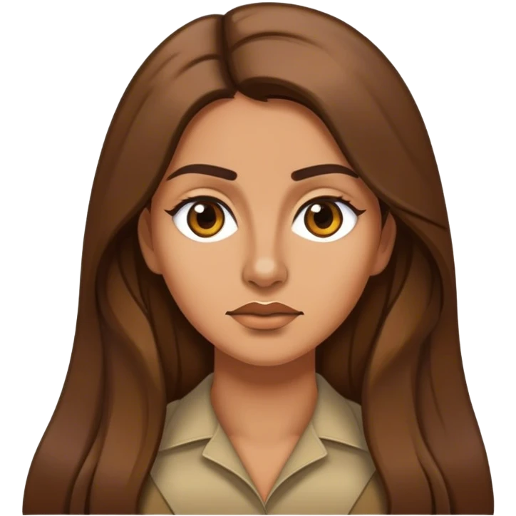 woman with Long Brown hair looking authoritarian  emoji