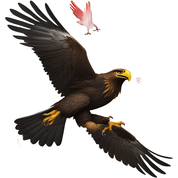 Golden eagle fighting a red cardinal emoji