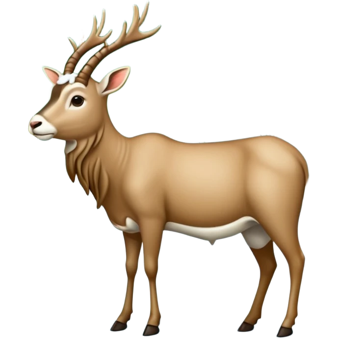 Een slede wordt getrokken door een eland in een noors dennenbos emoji