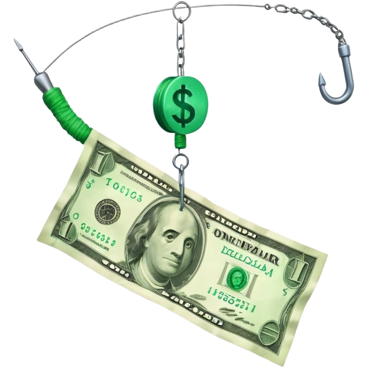  крючок от удочки зацепил доллар 
 emoji