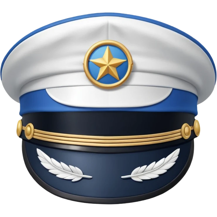 white captain hat with blue circle closeup alone emoji