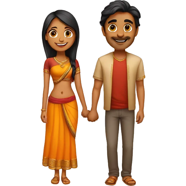 Indian guy and girl in love emoji
